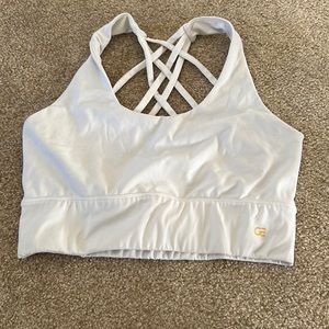 Gold elite white sports bra